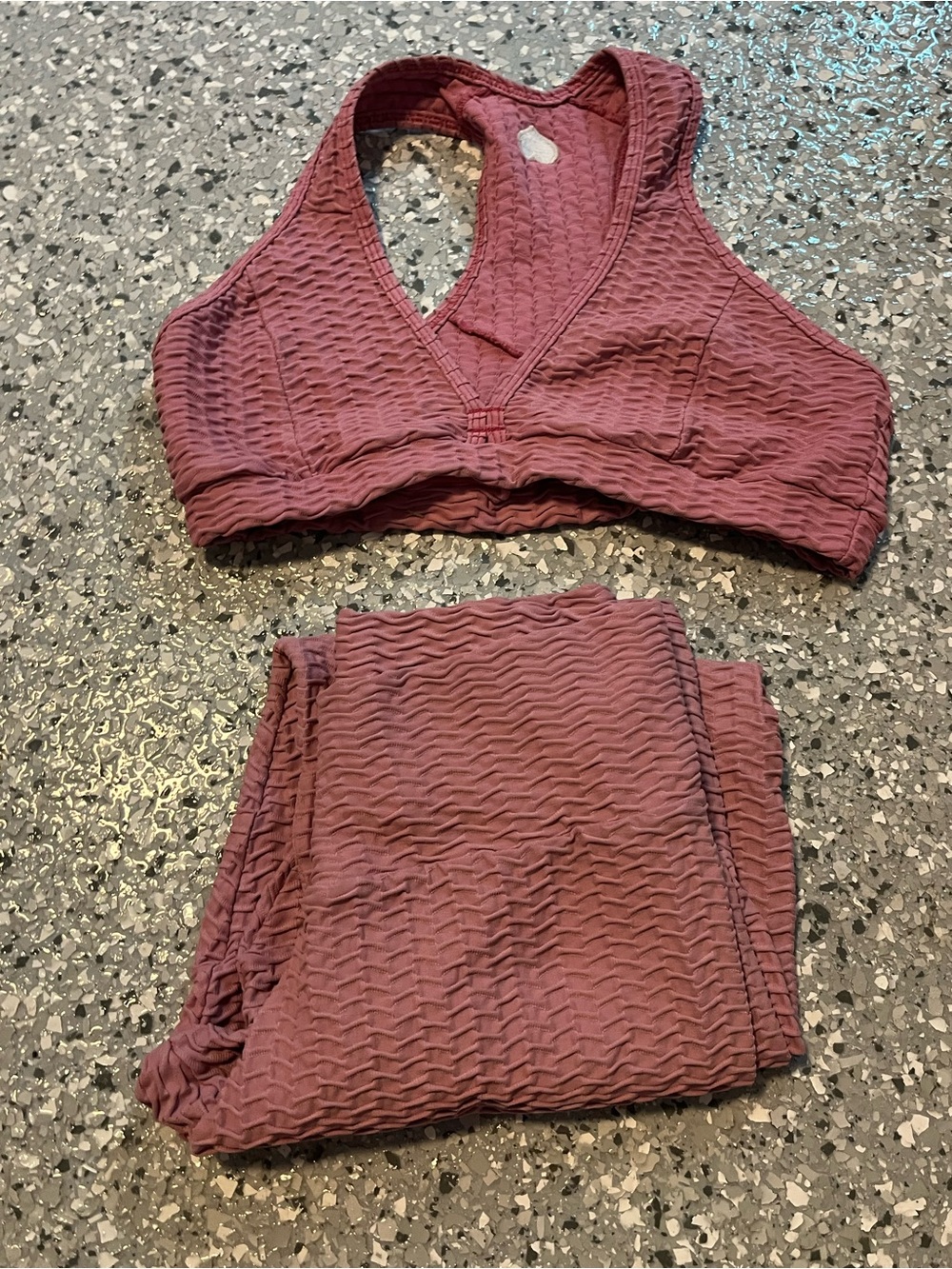 Textured Pink Sports Bra & Leggings Set